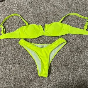 neon green shein bikini set
